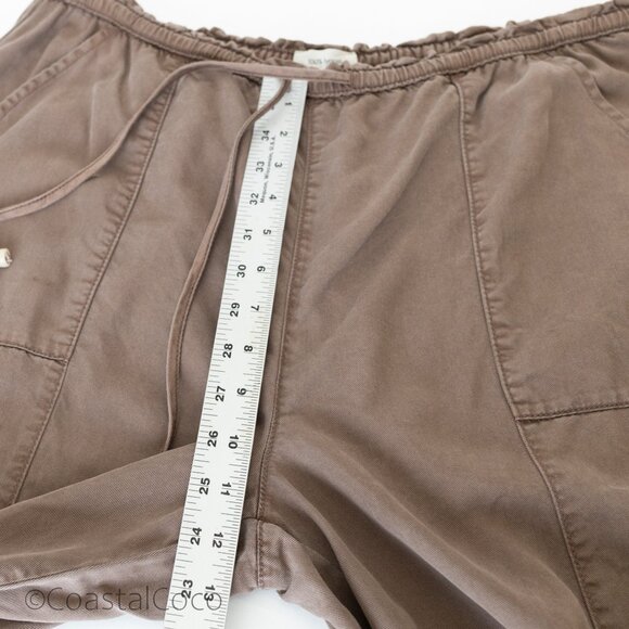 Joie Vintage Look Wide Leg Cropped Pants L Drawstring Relaxed Lyocell Taupe - Picture 6 of 8